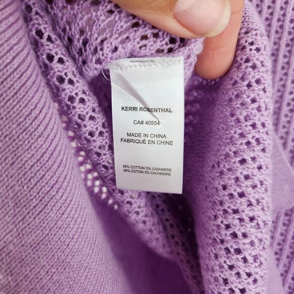 Kerri Rosenthal Purple Knit Heart Elbow Patch Women's Sweater XS Cashmere Blend - Picture 10 of 15